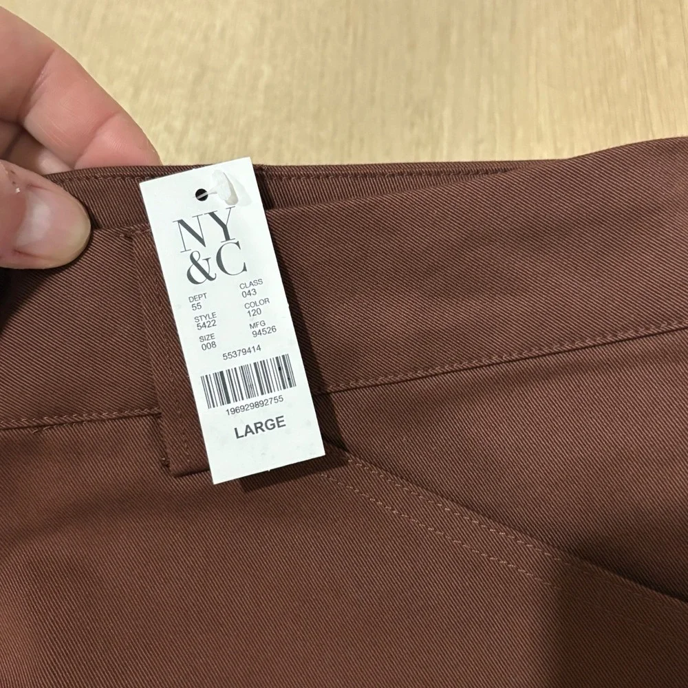 New York & Company Brown Wide Leg Cargo Pants High Rise Size L Career NWT - Picture 5 of 12